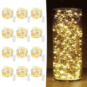 12 Pack Fairy Lights Battery Operated 7ft 20 LED Mini String Lights Twinkle Lights Silver Wire Firefly Starry Lights for Mason Jars Wedding Party Christmas Centerpiece Table...