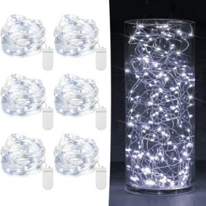 6 Pack Fairy Lights Battery Operated 7ft 20 LED Mini String Lights Twinkle Lights Silver Wire Firefly Starry Lights for Mason Jars Wedding Party Christmas Centerpiece Table...