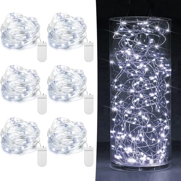6 Pack Fairy Lights Battery Operated 7ft 20 LED Mini String Lights Twinkle Lights Silver Wire Firefly Starry Lights for Mason Jars Wedding Party Christmas Centerpiece Table...