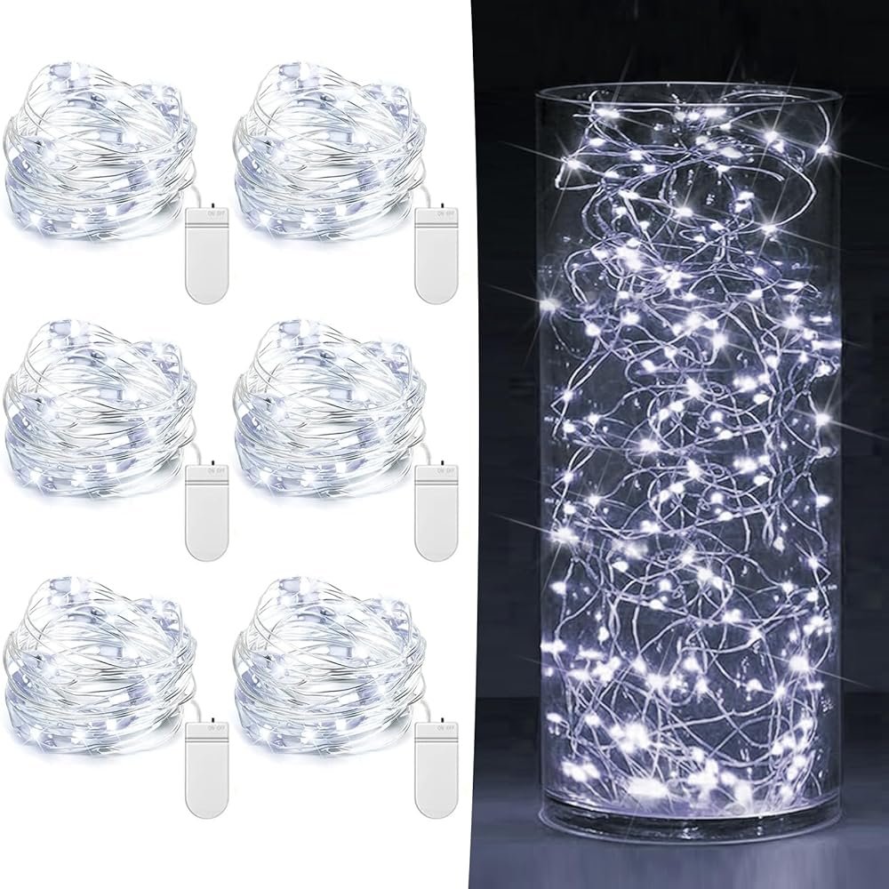 6 Pack Fairy Lights Battery Operated 7ft 20 LED Mini String Lights Twinkle Lights Silver Wire Firefly Starry Lights for Mason Jars Wedding Party Christmas Centerpiece Table...