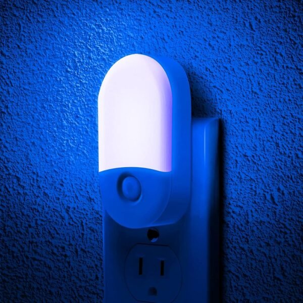 Blue Night Light, LOHAS Night Lights Plug into Wall[2 Pack], 0.6W LED Nightlight, Dusk to Dawn Sensor, 30/60LM Adjustable Brightness, Automatic Night Light for Kid, Bathroom,...