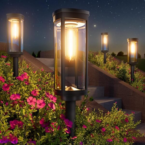 Bright Solar Lights Outdoor 6 Pack, Solar Pathway Lights Waterproof IP65, Auto On/Off Walkway Landscape Lighting, Long Lasting Outdoor Light for Walkway Landscape Path Yard Lawn...