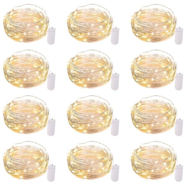 Brightown 12 Pack LED Fairy Lights Battery Operated String Lights - 7ft 20LED Waterproof Silver Wire Firefly Starry Moon Lights for DIY Crafts Wedding Table Centerpieces Party...