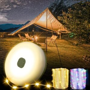 Camping String Lights, 32.8FT Warm & RGB Fairy String Lights 130LEDs, Portable Waterproof Camping Light with 12 Modes, Hanging Tent Lanterns for Outdoor Hiking Yard AWN Home...