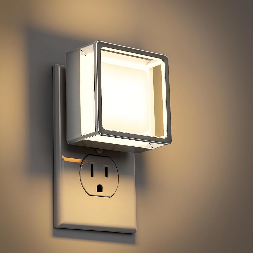 DORESshop Night Light, Night Lights Plug into Wall,2 Pack 3000K LED Nightlight with Adjustable Brightness, Automatic Night Light Plug in with Light Sensor for Bathroom Hallway...