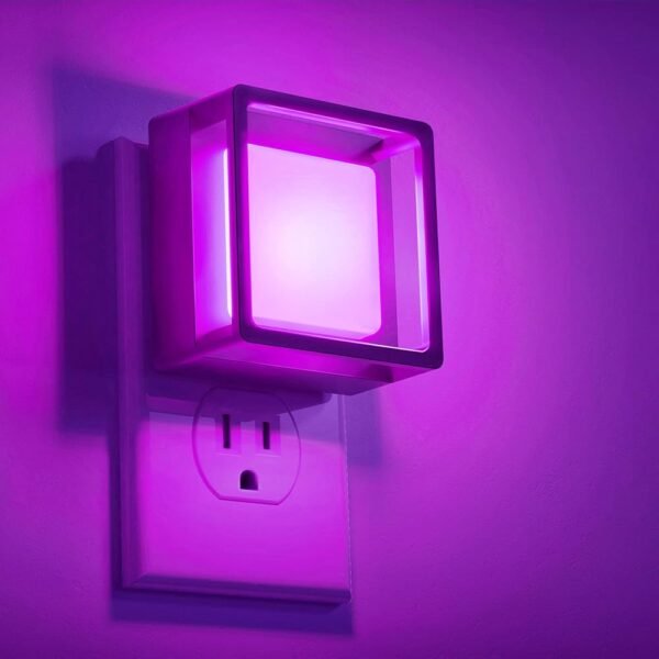 DORESshop Purple Night Light [2 Pack], Night Lights Plug Into Wall, Night Light Dusk to Dawn Sensor, LED NightLight Adjustable Brightness, Bedroom, Bathroom, Hallway, Stairs,...