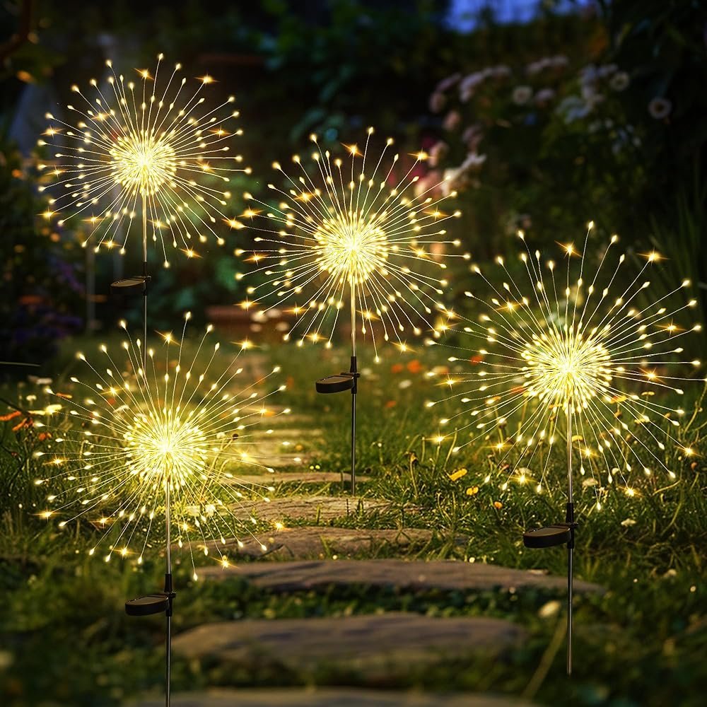 GIGALUMI Garden Outdoor Decor Lights 120LED 4Pack, Solar Garden Lights for Yard Outside Fairy Decorative,Solar Powered for Yard Pathway Flowerbed Planter Balcony Patio...