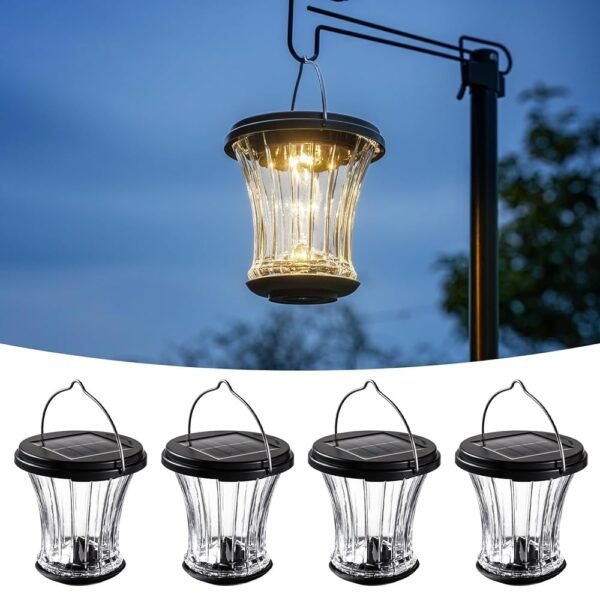 Glass Solar Lantern Outdoor, Waterproof Hanging Solar Lights for Outside with Modular Design, 3000K LED, Auto On/Off Table Lamp for Garden Patio Yard Fence Wall Decorative, Warm...