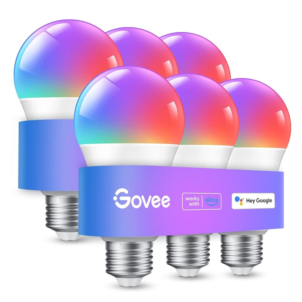 Govee Smart Light Bulbs, WiFi & Bluetooth Color Changing Light Bulbs, Music Sync, 16 Million DIY Colors RGBWW Color Lights Bulb, Work with Alexa, Google Assistant Home App, 800...