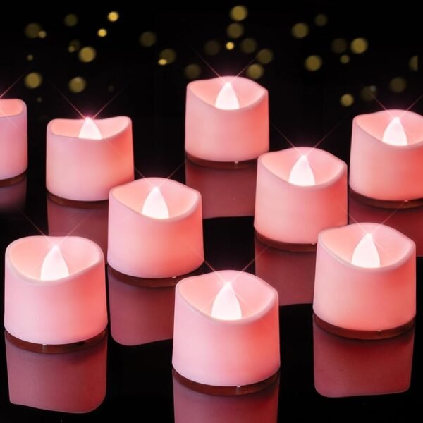 Homemory Pink Tea Lights Candles Battery Operated, 200+Hour Flameless Flickering Fake Electric LED Colored Tealights Candles for Romantic Wedding Decor, Baby Showers, Proposal,...