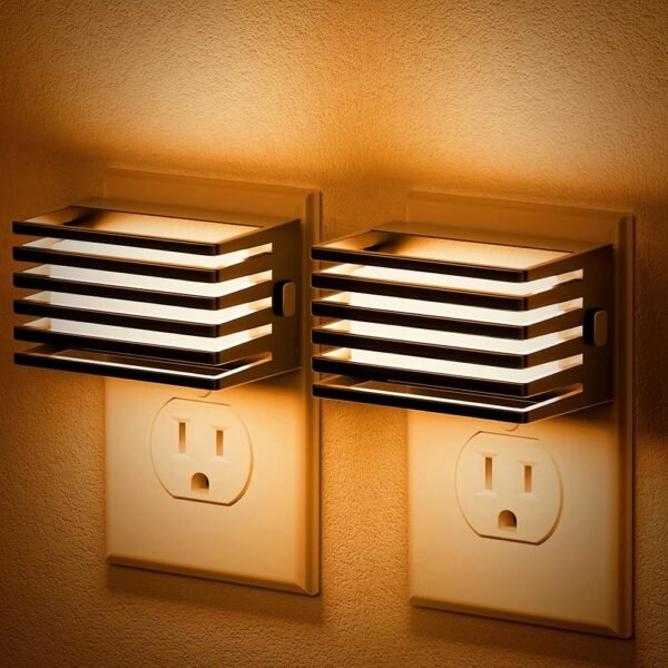 JandCase Amber Night Light, [2 Pack] Night Lights Plug into Wall with Dusk to Dawn Sensor, Dimmable Plug in Night Light, Adjustable Brightness, Amber Nightlight for Bedroom...