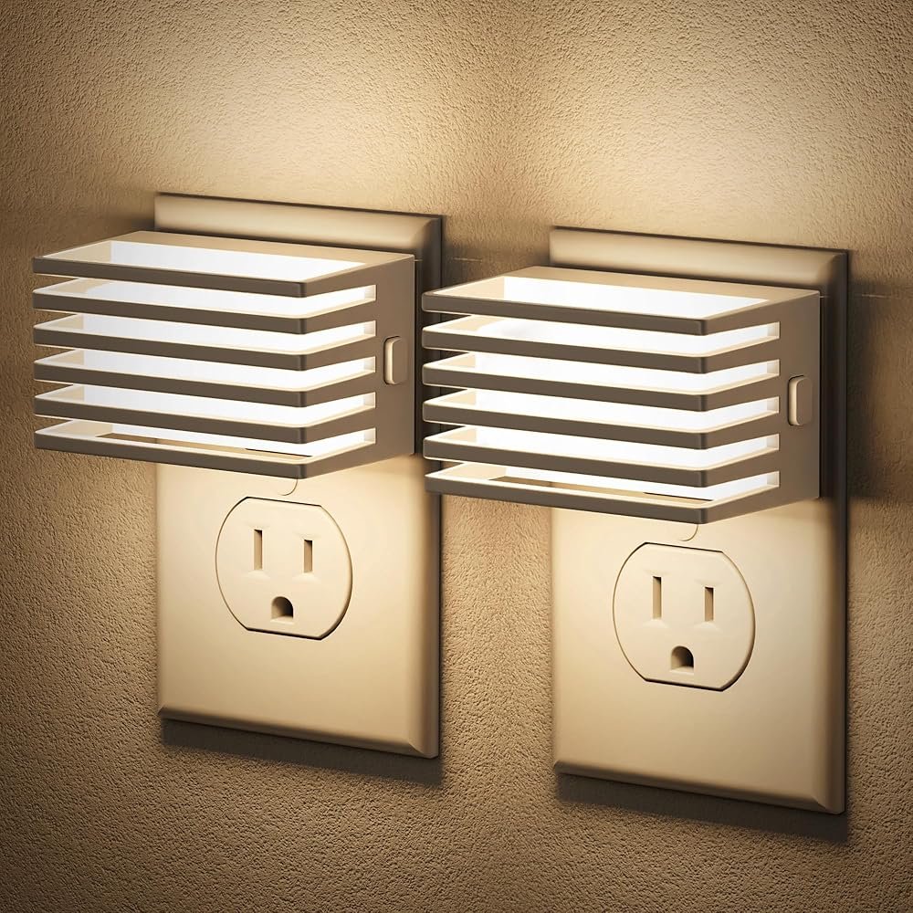 JandCase LED Night Light, Night Lights Plug into Wall with Dusk to Dawn Sensor, Dimmable Plug in Night Light, Adjustable Brightness, 3000K Soft White Nightlight for Bedroom...