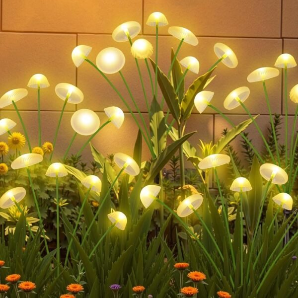 KAQ Solar Garden Lights Outdoor 6PK 48LED, Mushroom Solar Lights Outdoor, IP65 Waterproof Firefly Light Outside Decor for Patio Pathway, Sway by Wind for Pathway Garden...