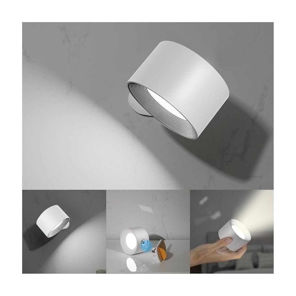 Koopala LED Wall Sconces, Wall Mounted Lamps with Rechargeable Battery Operated Dim 3 Brightness Removable Charging 360°Rotate Magnetic Ball, Cordless Wall Light for Reading...