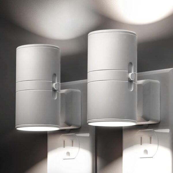 L LOHAS LED Bright Night Light, Night Lights Plug into Wall, Daylight White, Dimmable Nightlight Plug in White Shade, Light Sensor, Decorative LED Nightlights for Hallway...