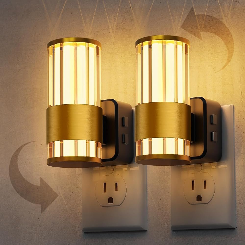 L LOHAS LED Night Light, Automatic Night Lights Plug into Wall, 2 Pack 0-100LM Adjustable Brightness Night Light, Dimmable Night Lights Plug in with Auto Light Sensor, for...