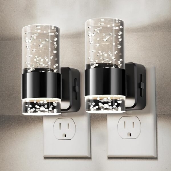L LOHAS LED Night Light,Dimmable Night Lights Plug into Wall, 2 Pack Acrylic Nightlights with 0-100 LM Adjustable Brightness, 5000K Plug in Night Light with Dusk to Dawn Sensor,...