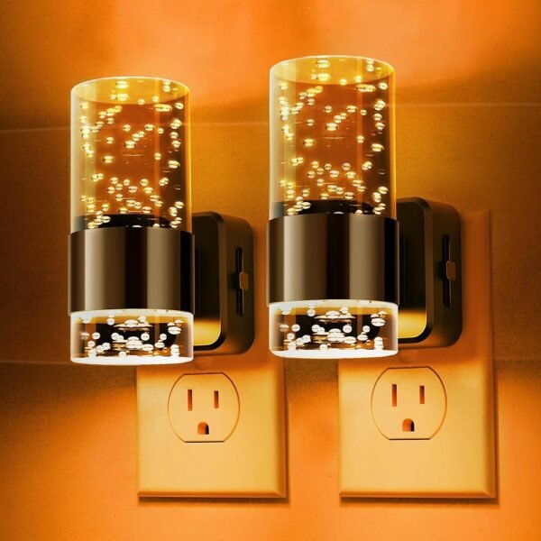 L LOHAS LED Night Light,Dimmable Night Lights Plug into Wall, 2 Pack Acrylic Nightlights with 0-100 LM Adjustable Brightness, Amber Plug in Night Light with Dusk to Dawn Sensor,...