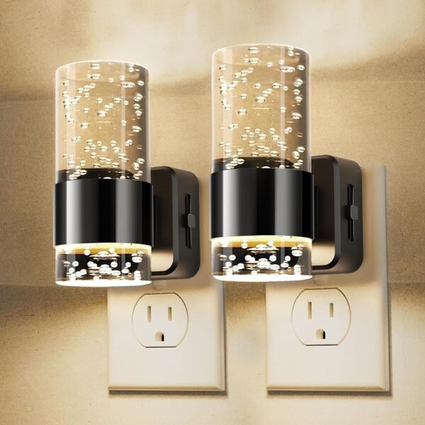 L LOHAS LED Night Light,Dimmable Night Lights Plug into Wall, 2 Pack Acrylic Nightlights with 0-100 LM Adjustable Brightness, 3000K Plug in Night Light with Dusk to Dawn Sensor,...