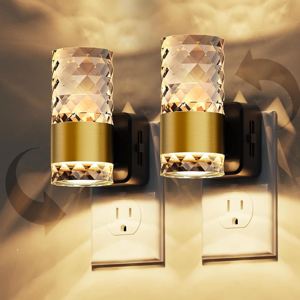 L LOHAS LED Night Light, Modern Night Lights Plug into Wall, 2 Pack 3000K Soft Warm 0-100LM Adjustable Nightlights,Automatic Nightlights Plug in with Dusk to Dawn Sensor for...
