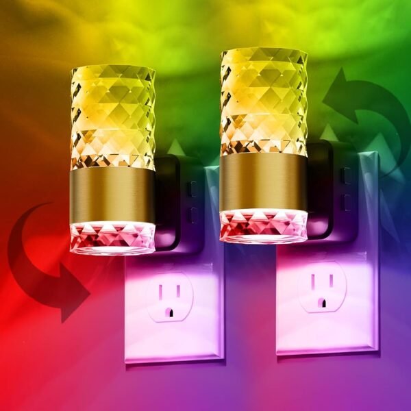 L LOHAS LED Night Light, Night Lights Plug into Wall, 2 Pack 10-Color RGB Change Nightlights,10/50/100LM Adjustable Automatic Nightlights Plug in with Dusk to Dawn Sensor for...
