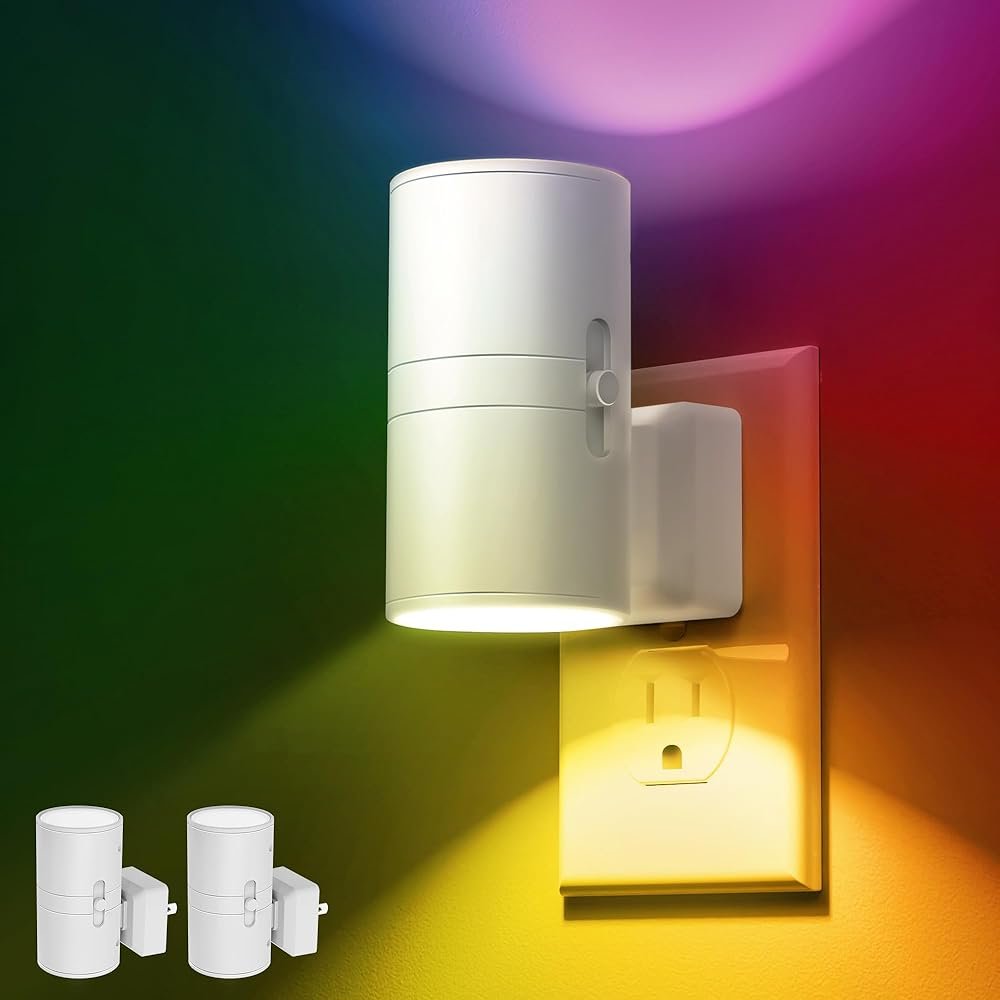 L LOHAS LED Night Light, Night Lights Plug into Wall, Color Changing Nightlight RGB with Light Sensor, Home Decor for Gifts Holiday, Hallway Bedroom Kids Room, Christmas...