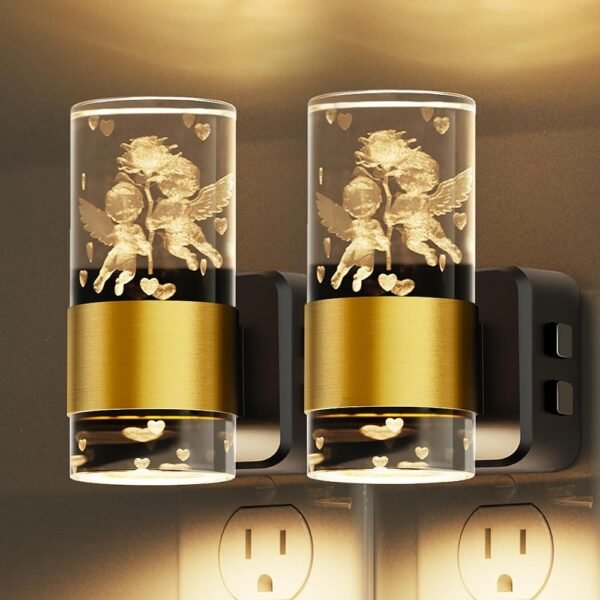 L LOHAS LED Night Lights Plug into Wall,[2-Pack] Dusk to Dawn Nightlight,9 Colors Changing,Adjustable Brightness,Acrylic Decorative Night Lights for Bathroom,Wedding,Birthday Gift