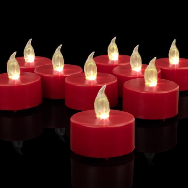 LED Tea Lights Candles-100PACK Red Flameless Candles Realistic and Bright Flickering Long Lasting 200Hours for Holiday Celebration,Home Decoration