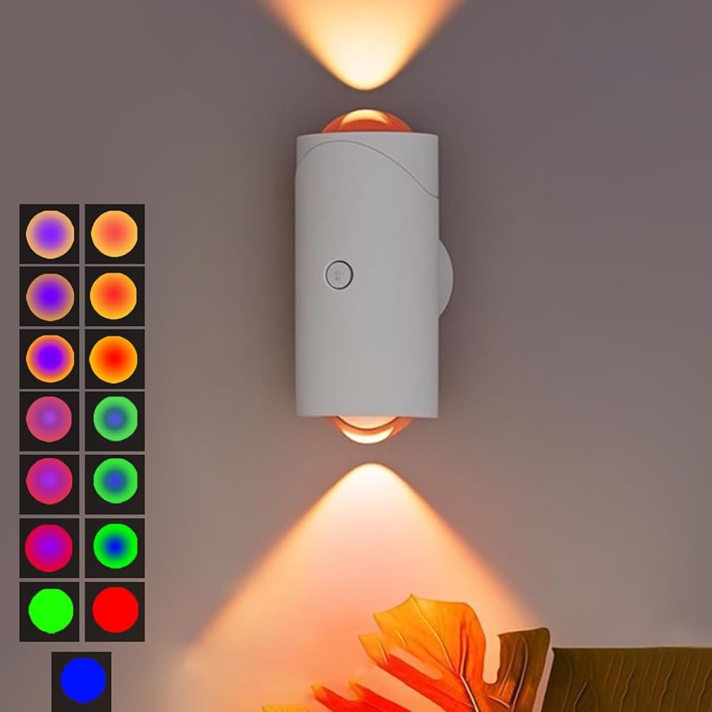 LED Wireless Wall Sconce with 7 Colors Changing, Motion Sensor Light Indoor, 1500mAh Rechargeable Battery Operated Wall Sconces for Bedroom Bedside Hallway Courtyard Doorway...