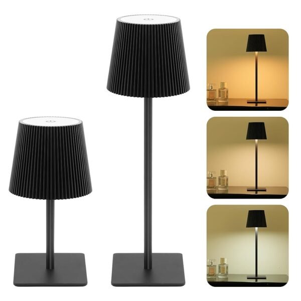 LUTEC 2 Pack Cordless Table Lamp,6000mAh Rechargeable Battery Operated Desk Lamp,Two Adjustable Heights,Waterproof, Touch Control & 3 Color Stepless Dimming for...