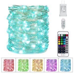 Minetom Color Changing Fairy String Lights - 33 ft 100 LED USB Silver Wire Lights with Remote and Timer, Starry Fairy Light for Bedroom Party Indoor Christmas Decoration, 16...