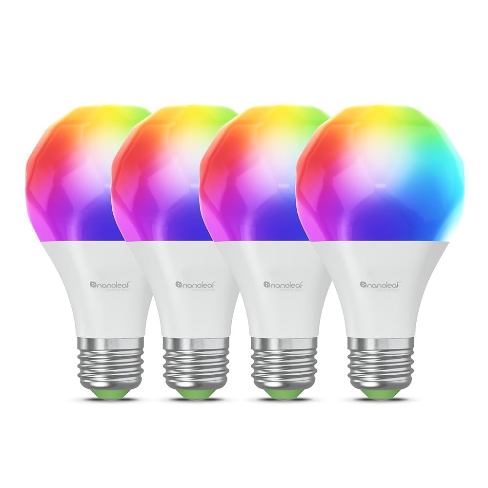 Nanoleaf Essentials Smart Light Bulbs, Matter Smart LED Bulbs Work with Alexa & Google Home, 1000lm 16M+ RGBTW Color Changing Light Bulb, Music Sync A19 E26 2.4GHz WiFi...