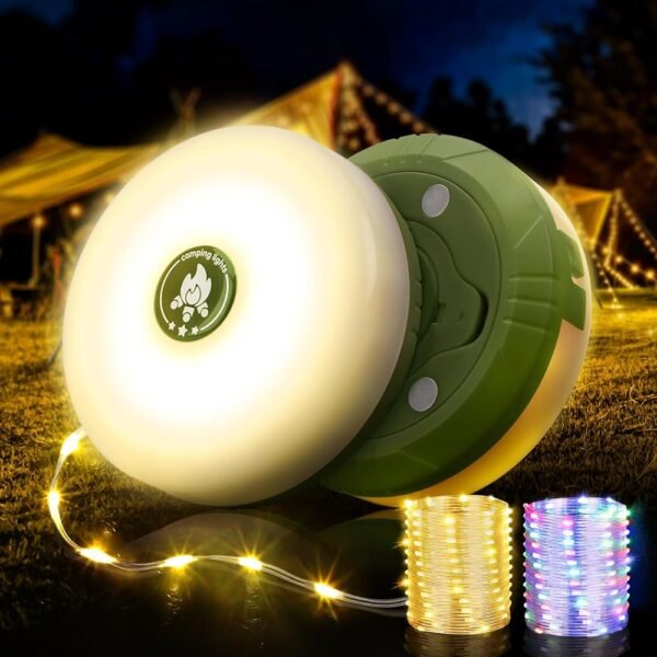 OGERY 2-Pack Camping String Lights, 4 in 1 Quick Storage 32.8FT Rechargeable Tent Lights String with 8 Lighting Modes, Hanging Waterproof Portable LED Lamp for Outdoor Patio...