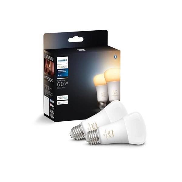 Philips Hue Smart 60W A19 LED Bulb - White Ambiance Warm-to-Cool White Light - 2 Pack - 800LM - E26 - Indoor - Control with Hue App - Works with Alexa, Google Assistant and...