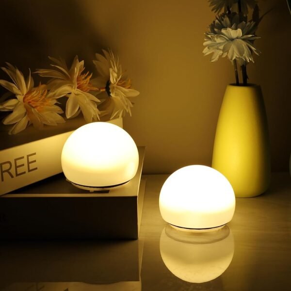 Portable LED Night Lights, Battery Operated, Soft Eye Caring for Sleep Aid, Bedroom Lamps, Wireless Warm Light with Timer (2PCS)