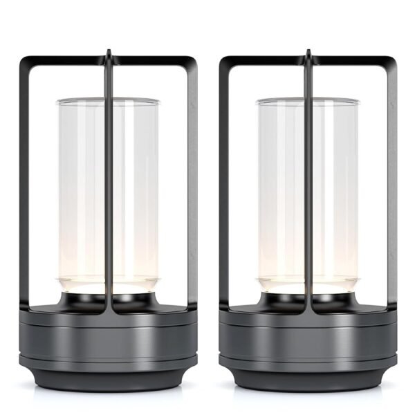 Portable Metal Table Lamp for Indoor/Outdoor ,Rechargeable Cordless LED Lamp, 3-Colour Infinitely Dimming Battery Powered Small Desk Lamp, Restaurant/Bedroom/Bar/Coffee/Camping...