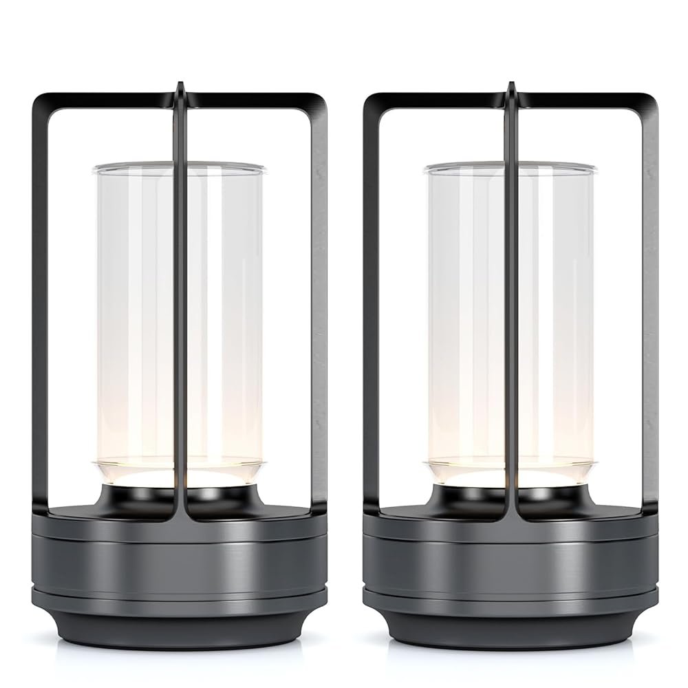 Portable Metal Table Lamp for Indoor/Outdoor ,Rechargeable Cordless LED Lamp, 3-Colour Infinitely Dimming Battery Powered Small Desk Lamp, Restaurant/Bedroom/Bar/Coffee/Camping...