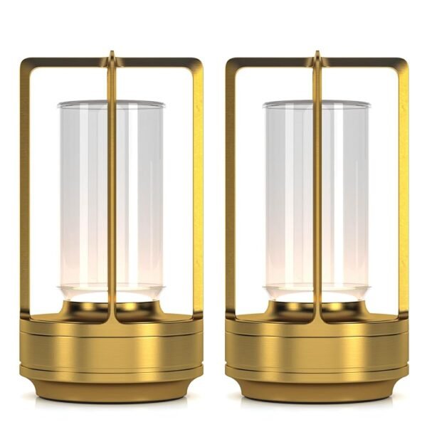 Portable Metal Table Lamp for Indoor/Outdoor ,Rechargeable Cordless LED Lamp, 3-Colour Infinitely Dimming Battery Powered Small Desk Lamp, Restaurant/Bedroom/Bar/Coffee/Camping...