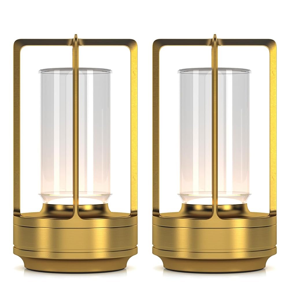 Portable Metal Table Lamp for Indoor/Outdoor ,Rechargeable Cordless LED Lamp, 3-Colour Infinitely Dimming Battery Powered Small Desk Lamp, Restaurant/Bedroom/Bar/Coffee/Camping...