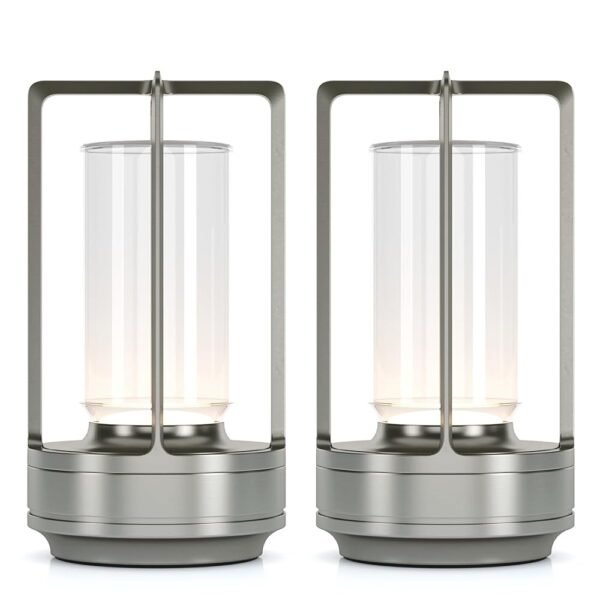 Portable Metal Table Lamp for Indoor/Outdoor ,Rechargeable Cordless LED Lamp, 3-Colour Infinitely Dimming Battery Powered Small Desk Lamp, Restaurant/Bedroom/Bar/Coffee/Camping...