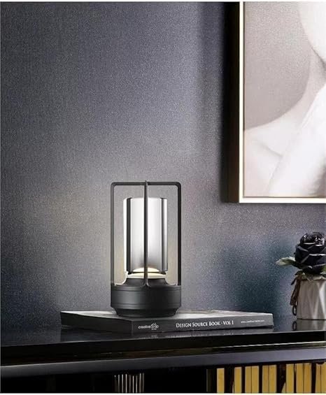 Portable Metal Table Lamp for Indoor/Outdoor ,Rechargeable Cordless LED Lamp, 3-Colour Infinitely Dimming Battery Powered Small Desk Lamp, Restaurant/Bedroom/Bar/Coffee...