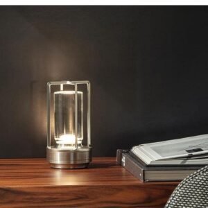 Portable Metal Table Lamp for Indoor/Outdoor ,Rechargeable Cordless LED Lamp, 3-Colour Infinitely Dimming Battery Powered Small Desk Lamp, Restaurant/Bedroom/Bar/Coffee...