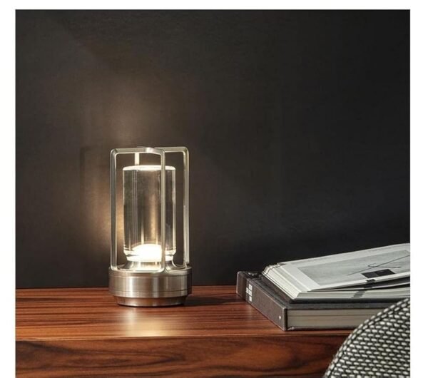 Portable Metal Table Lamp for Indoor/Outdoor ,Rechargeable Cordless LED Lamp, 3-Colour Infinitely Dimming Battery Powered Small Desk Lamp, Restaurant/Bedroom/Bar/Coffee...