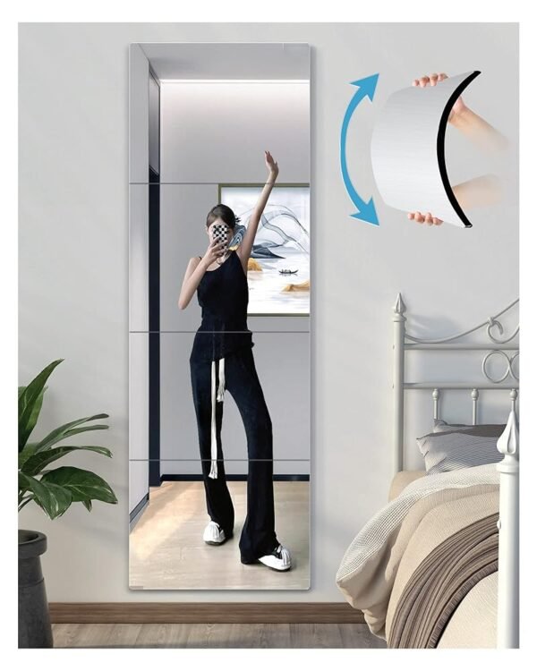 Shatterproof Wall Mirror Full Length for Bedroom, Acrylic Gym Mirrors For Home, Extra Thick: 0.12 inch, 12 x 12 inch x 4 Pcs, Workout Mirrors Safe for Kids, Over The Door, Long...