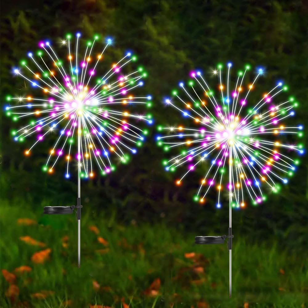 Solar Garden Lights Outdoor,Waterproof Garden,2 Pack 200 LED Twinkling Firework Lights Decorative with 8 Modes,Decor for Yard Patio Pathway Lawn for Yard Outside Fairy...