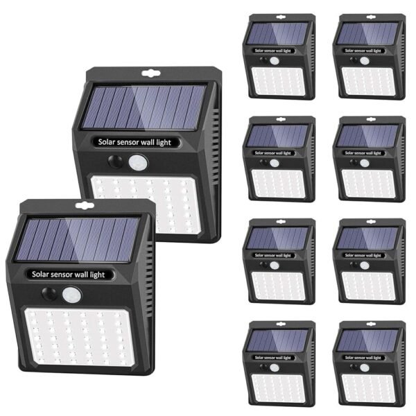 Solar Lights Outdoor [10 Pack /3 Working Mode], Solar Security Lights Solar Motion Sensor Lights Wireless IP 65 Waterproof Outdoor Lights for Garden Fence Patio Garage (42LED)