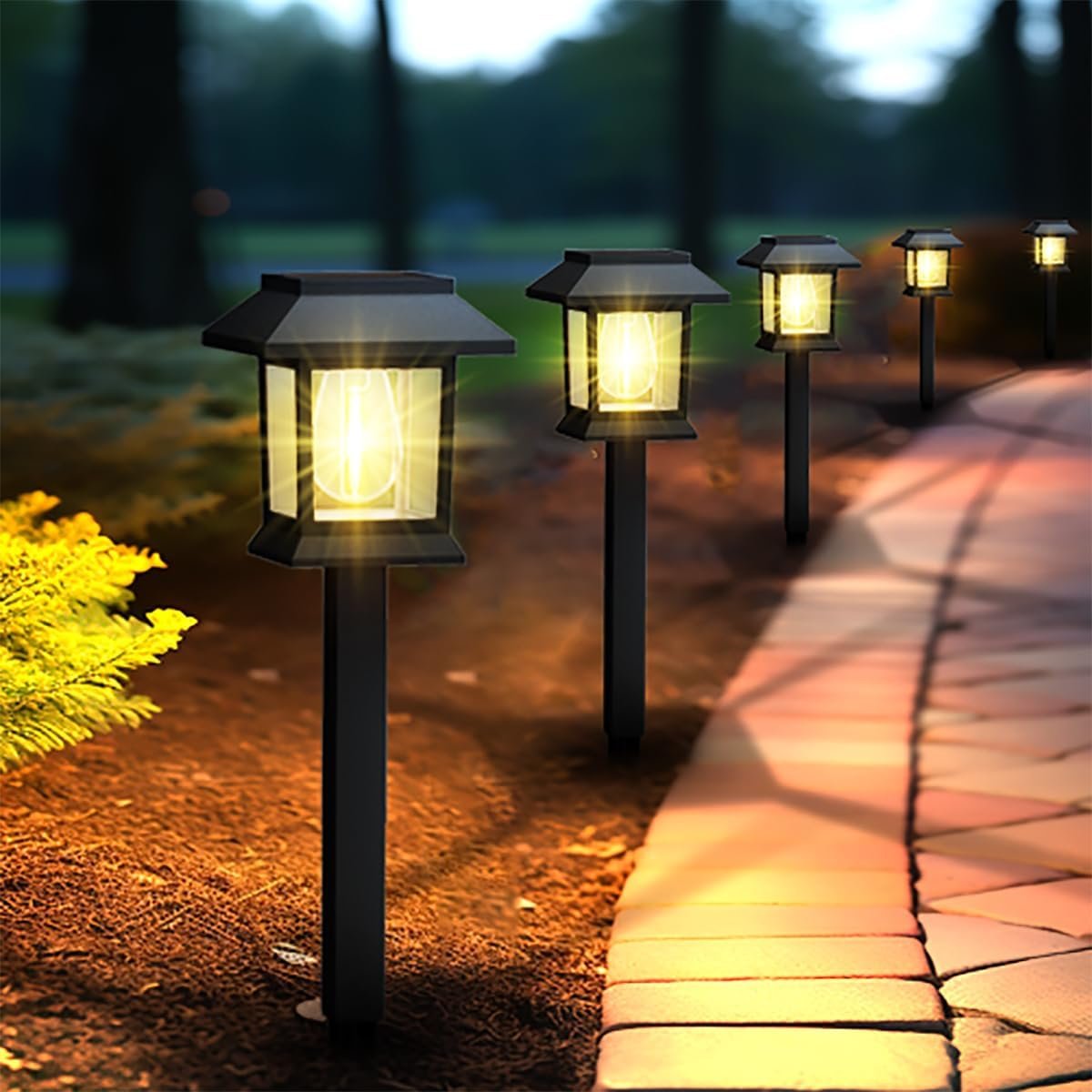 Solar Lights Outdoor, 6 Pack Waterproof Auto On/Off Solar Pathway Lights for Garden, Landscape, Path, Yard, Patio, Driveway, Walkway Decor
