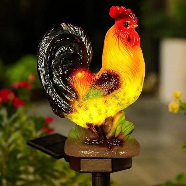 Solar Rooster Lights Outdoor Decorative,Solar Chicken Decor Garden Stakes Lights,Waterproof Chicken Statue with Led Lights Yard Art for Pathway Lawn Patio Courtyard...
