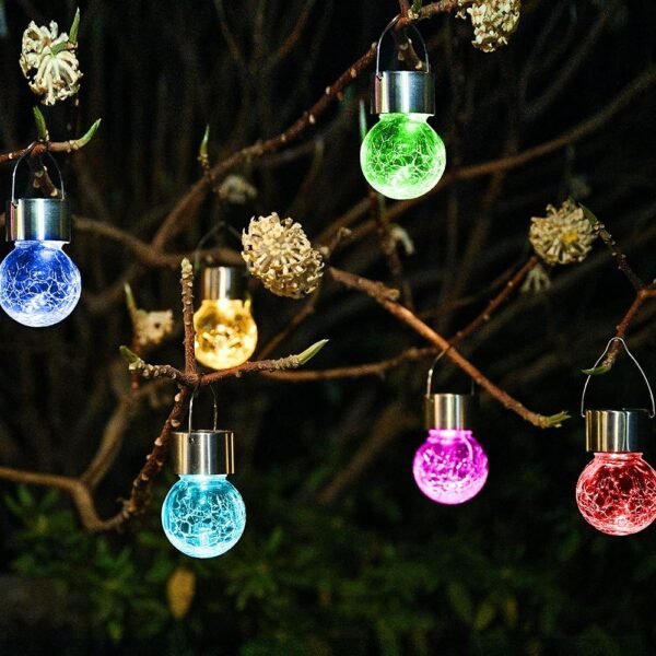 Solpex Hanging Solar Lights Outdoor, 8 Pack Decorative Cracked Glass Ball Light, Solar Powered Waterproof Globe Lighting, Hanging Globe Solar Lights for Garden, Yard, Patio,...