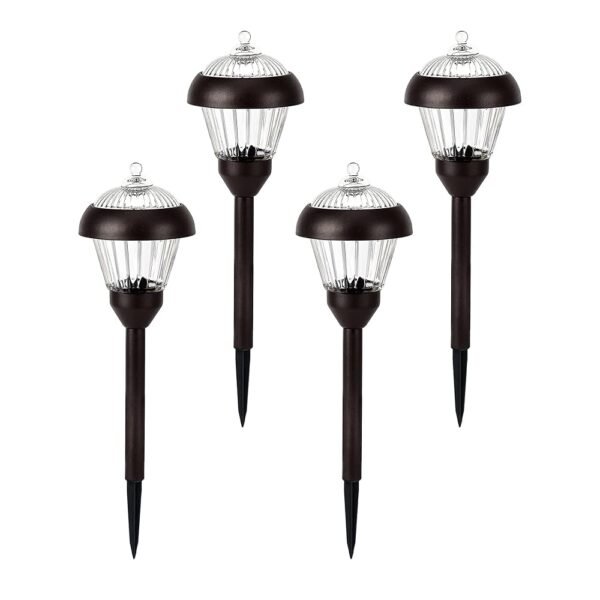 Solpex Outdoor Solar Path Lights, Glass and Powder Coated Cast Aluminum Metal, 2 Bright LEDs per Light 6 Lumens Output per LED, Easy No Wire Installation, Waterproof, Bronze
